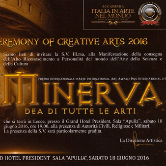 Premio Internazionale d’Arte “Minerva” Accademia Italia in Arte nel Mondo. Hotel President, Lecce